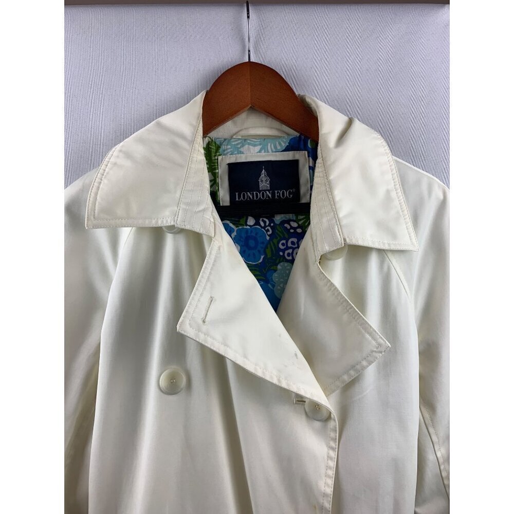 Women's London Fog Short Trench Coat White Size M - Picture 4 of 12